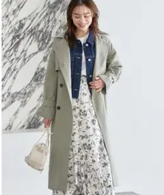 【美品】mysty woman 3wayラペルトレンチコート カーキ