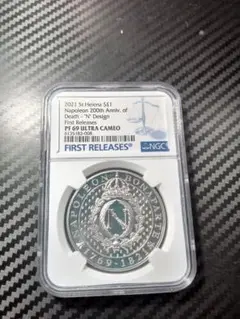 2021エリザベス2世銀貨NGC PF69UCナポレオン没後200周年