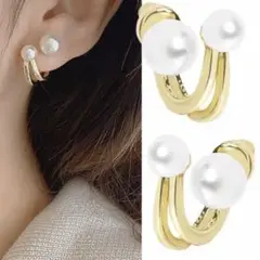 ツインパールバックキャッチピアス