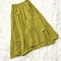 ルクールブラン　オリーブグリーン フレアロングスカート　黄色　ふんわり