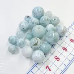 特価【現品限り】天然石ラリマー 丸玉 ミックスサイズまとめ売り20個 ③