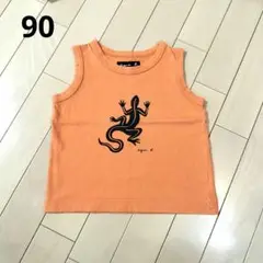 agnes b. ノースリーブカットソー 90 オレンジ トカゲ　タンクトップ