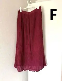 綿100％ ガーゼ ワインレッドスカート FREE SIZE