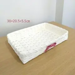 【No.103】トレイ　バスケット　かご　小物入れ　クラフトバンド　ピンク