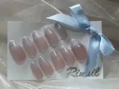 スリムオーバル グラデーションピンクネイルチップ
