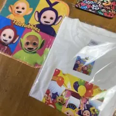 テレタビーズ 白　新作Tシャツ＜ご機嫌風船＞ グッズ＜メンバーハンカチ＞2セット
