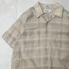 60s〜 ENVOY LONGTAIL 開襟シャツ ブラウン チェック L