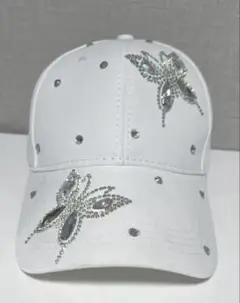 ホワイト蝶ストーンキャップ