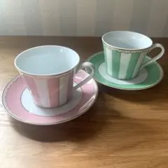 ノリタケ カーニバル ピンク アップル グリーン カップ&ソーサー