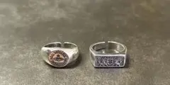 VINTAGEヴィンテージ ペア　印台ロゴリング　グリフィン印台リング　925