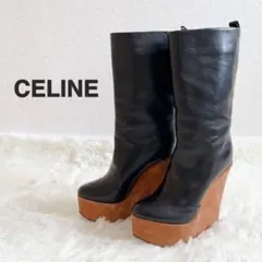 ☆美品☆ CELINE セリーヌ ウェッジソール ロングブーツ 厚底 黒 36