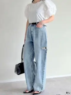 新品未使用タグ付き♡Re:EDIT リエディ サイドスリットデニムパンツ L