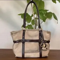 【値下げ・美品】サルバトーレ・フェラガモ ファー×レザー ハンドバッグ