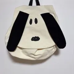 スヌーピー 顔 デザイン リュック 帆布 オフホワイト SNOOPY