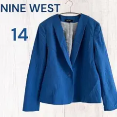 NINE WEST シングルボタンジャケット 14 ブルー ナインウエスト