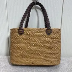 美品！アンドユウ　アタ製カゴバッグ　AndYu内布ファスナー付き 美品！アンドユウ アタ製カゴバッグ AndYu内布ファスナー付き