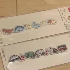 新品未使用　ラインシールワッペン　2点セット　恐竜　車