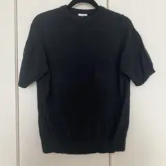 GU 黒/ブラック 半袖 ビッグクルーネックセーター ニット Sサイズ