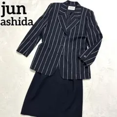 477 ジュンアシダ セットアップ スカート 紺 ストライプ Mサイズ相当