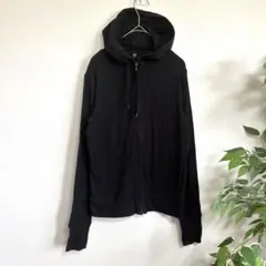 UNIQLOユニクロ　ジップアップパーカー　長袖　指穴付き　M ブラック　普段着