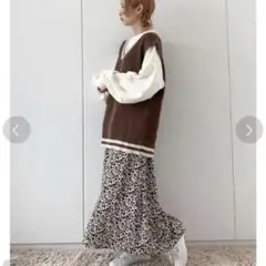 イーハイフン　レオパードスカート　豹柄