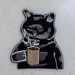 黒猫 ワッペン 刺繍アップリケ 1枚 リメイク ハンドメイド 布小物