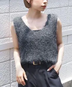 tiptop ティップトップ ラメフェザー2wayベスト チャコールグレー