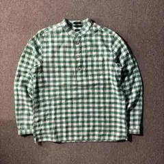OLD GAP ハーフボタン チェック シャツ ボックスカット ノーカラー