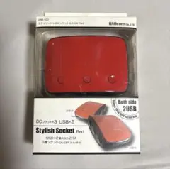 車 充電器 3連シガーソケット 2USB 赤色 willcom ②