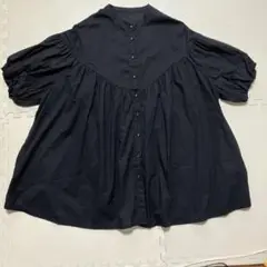 le ciel de demain 半袖ブラウス　ブラック　フリーサイズ　美品！