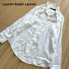 ローレンラルフローレン【L】リネン シャツ　ホワイト　白　麻　春夏秋 羽織り