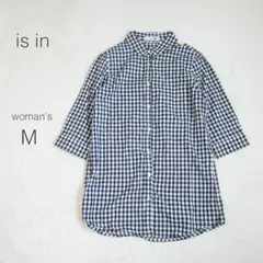 is in 五分袖シャツ ギンガムチェック ゆったりめ 紺 綿100【M】涼しい