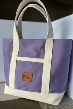 ハンドメイド・紫とアイボリーのキャンバストートバッグ