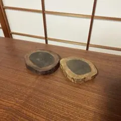 天然 木製 円形 台 プレート 2個セット