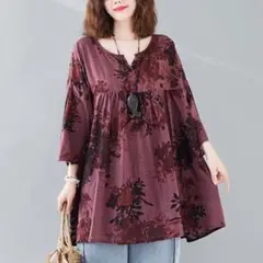 LUEA056レディース Tシャツ トップス夏 ゆったり 七分丈袖 大きいサイズ