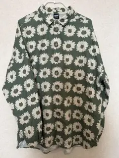 ScoLar Parity クマ柄シャツ　花柄　ネルシャツ　グリーン カジュアル