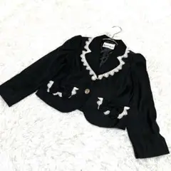 LITTLE LEAD レース装飾付き黒クロップドジャケット120センチ