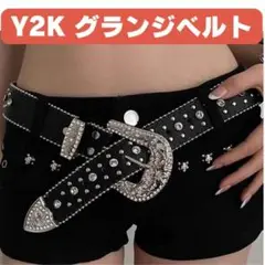 Y2K グランジ スキニーパンツ メンズ レディース ベルト 個性派