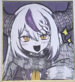 ラプラスダークネス 手描きイラスト ホロライブ VTuber 色紙