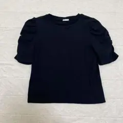美品　GU 半袖リブTシャツ　袖くしゅくしゅ　黒　ブラック　Mサイズ　ユニクロ