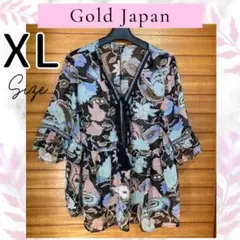 GoldJapan シフォン 花柄　ペイズリー ブラック ブラウス トップス