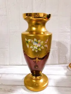花瓶 ゴールド 花柄 アンティーク ヴィンテージ