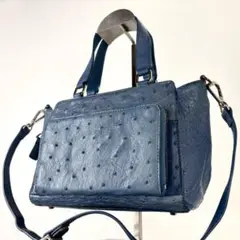 未使用級 オーストリッチ ハンドバッグ ショルダーバッグ 2WAY レザー