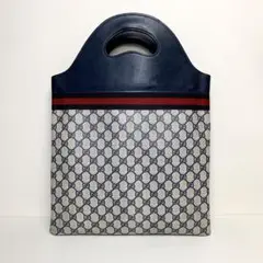 美品 超レア GUCCI オールドグッチ シェリーライン ハンドバッグ ネイビー