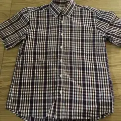 赤と白のチェック柄 半袖シャツ Mサイズ