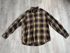 SQWEAR ブラウン チェック柄 長袖シャツ