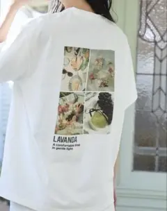 LAVANDA 宇野実彩子 フォトコラージュTシャツ ホワイト