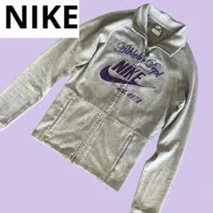 NIKE ナイキ ダブルジップスウェット ナイロンスウッシュ グレー パープル