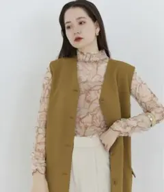 TINA:JOJUN スタンドカラーチュールシアートップス