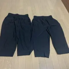 メンズ レディース 7分丈 パンツ スポーツ 3XL ブラック 2枚セット ★